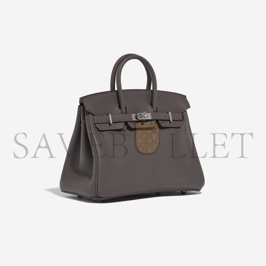 H**mes master birkin 25 swift leather pewter grey silver buckle bag h049362ck10 (25*20*13cm)
